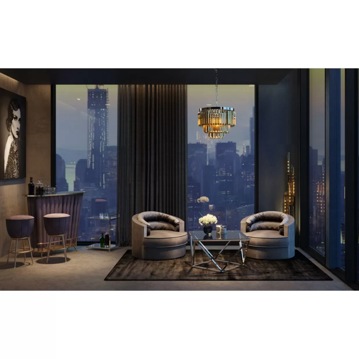 Carrello Servizio Elegante con Design Moderno KARE - Tavoli con Finitura Cromata di Lusso