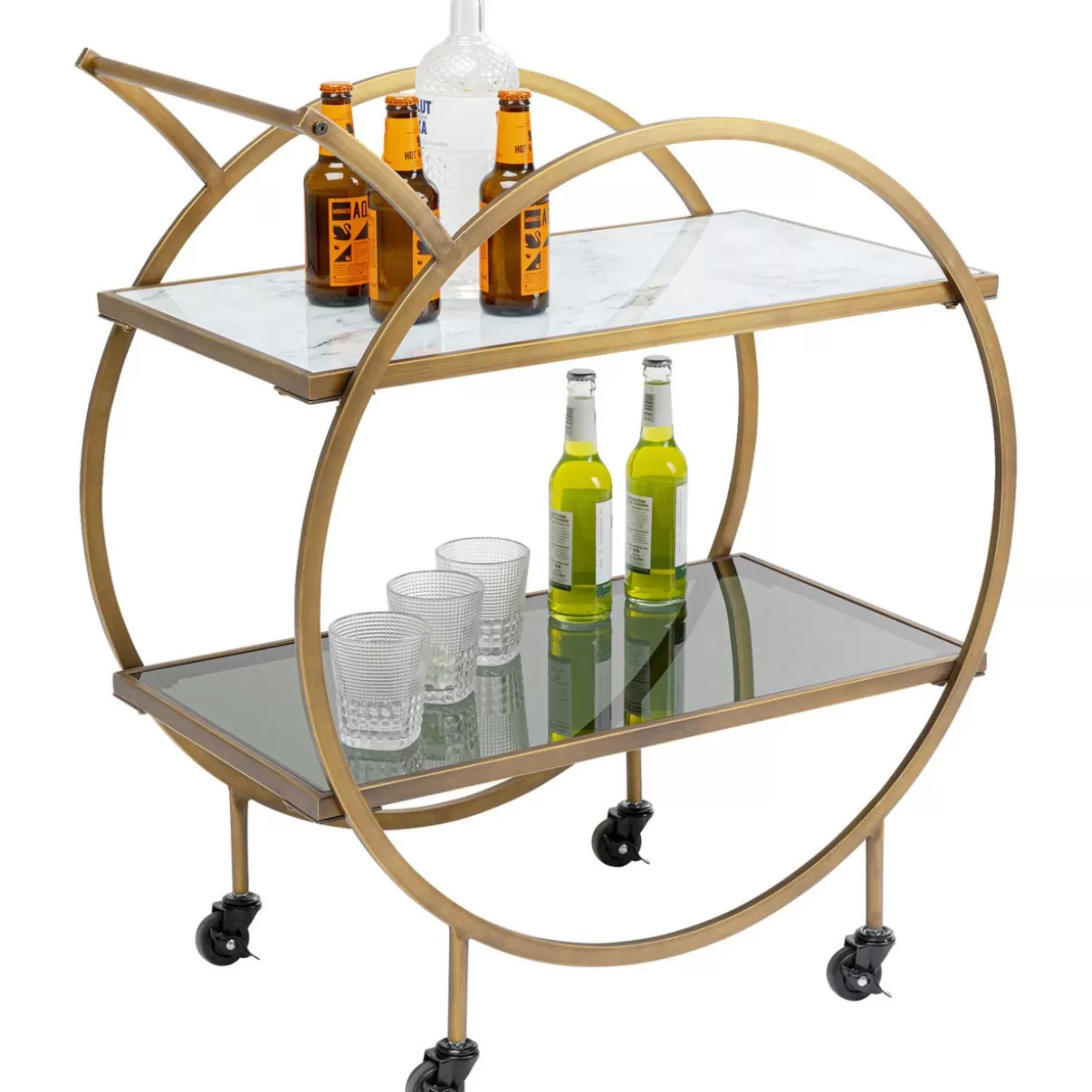 Carrelli portavivande e tavoli industriali KARE Design - Finiture in ottone per ambienti loft ricercati