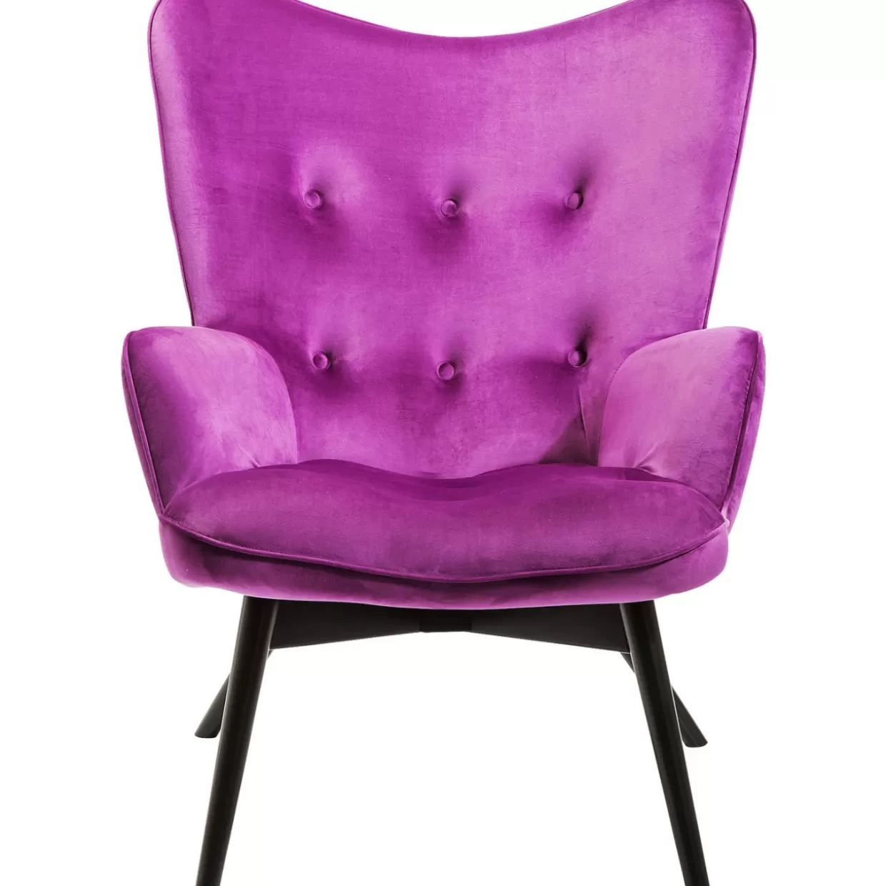 Poltrona moderna KARE Design in velluto viola intenso con dettagli neri - Vicky Lounge Edition