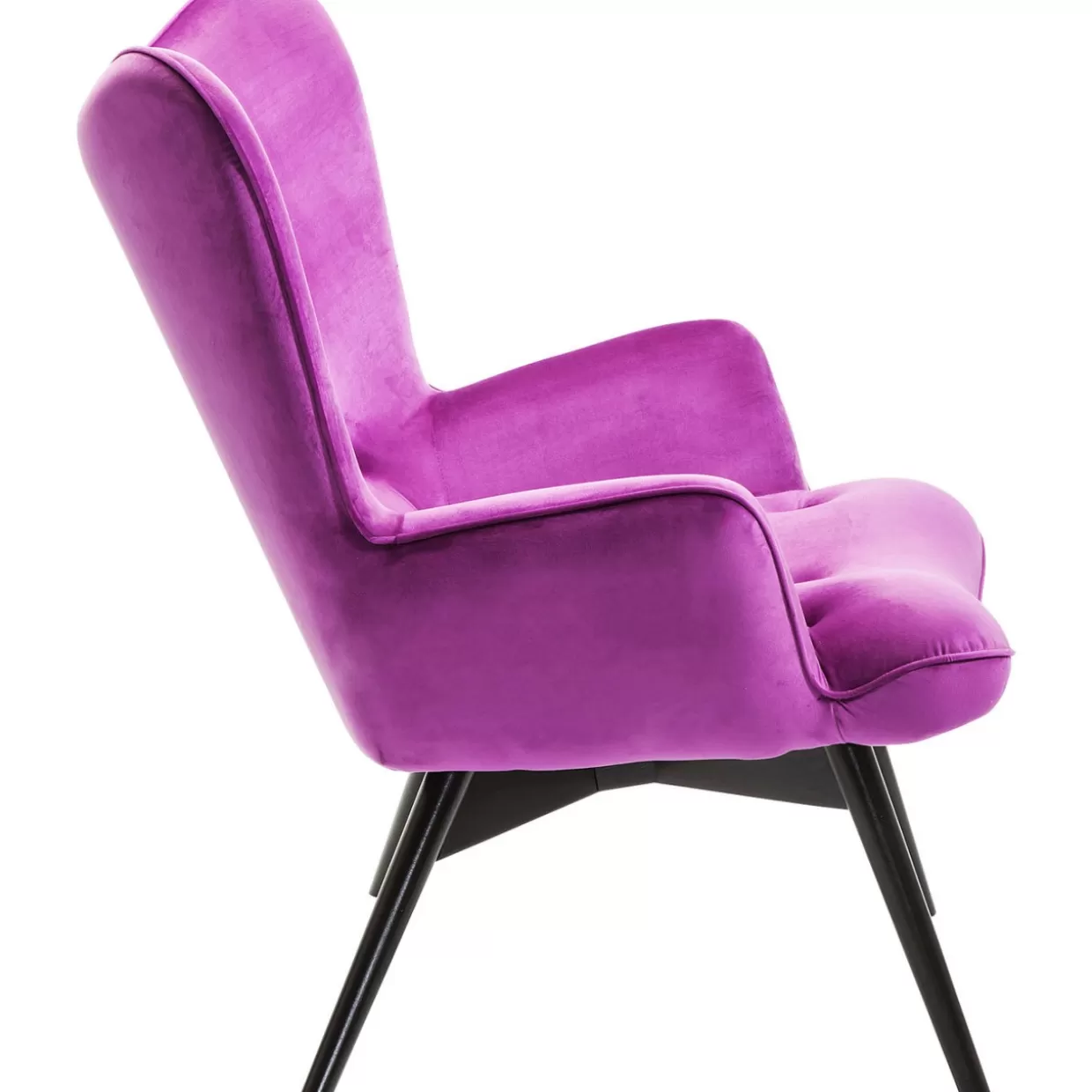 Poltrona moderna KARE Design in velluto viola intenso con dettagli neri - Vicky Lounge Edition