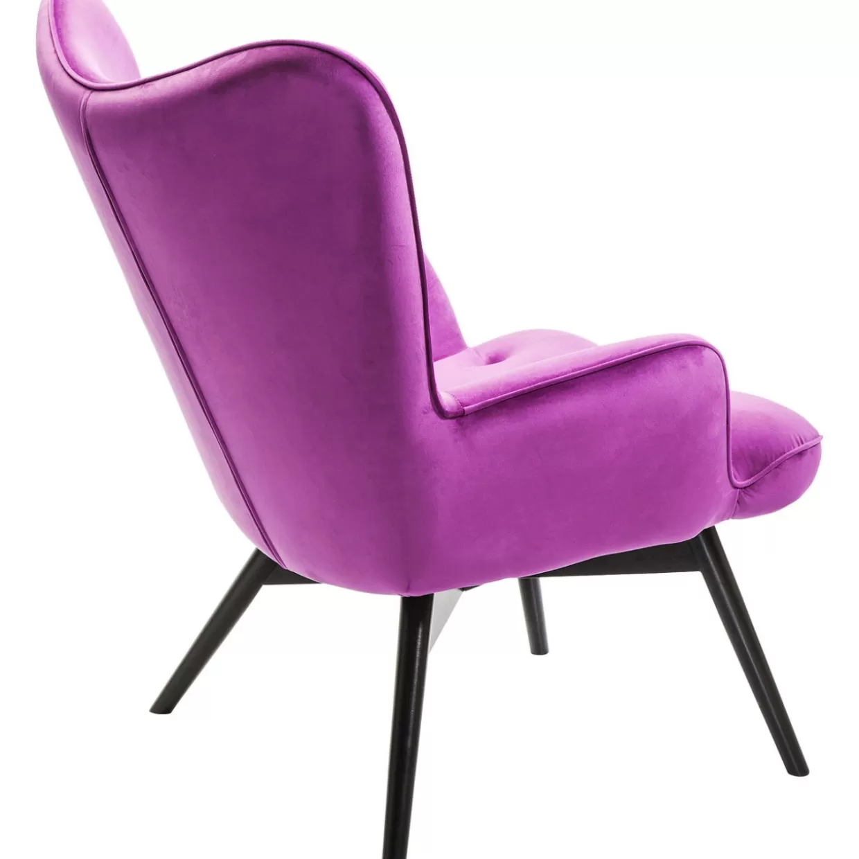 Poltrona moderna KARE Design in velluto viola intenso con dettagli neri - Vicky Lounge Edition