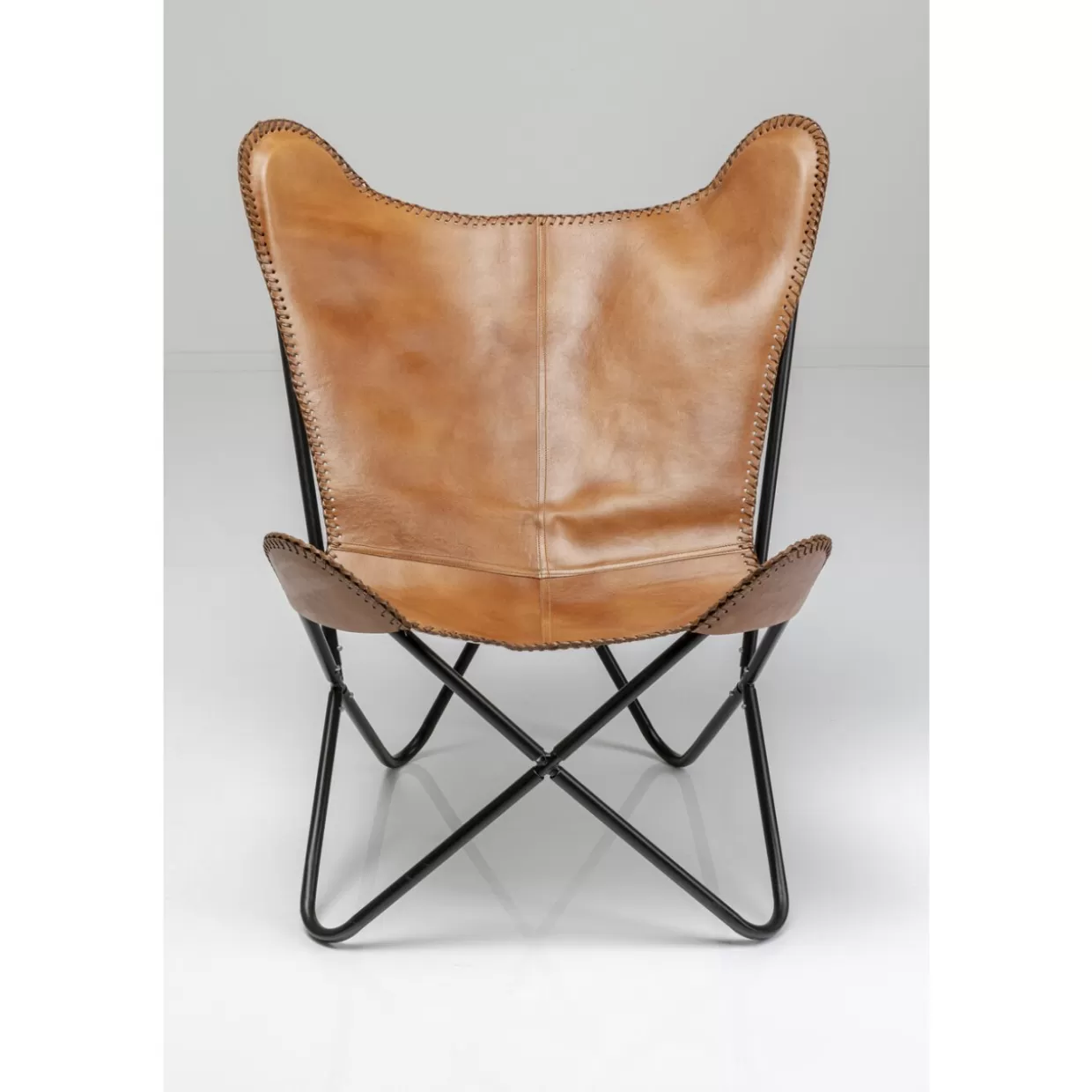 Poltrona design KARE in pelle marrone - Comfort California stile contemporaneo 

（：，