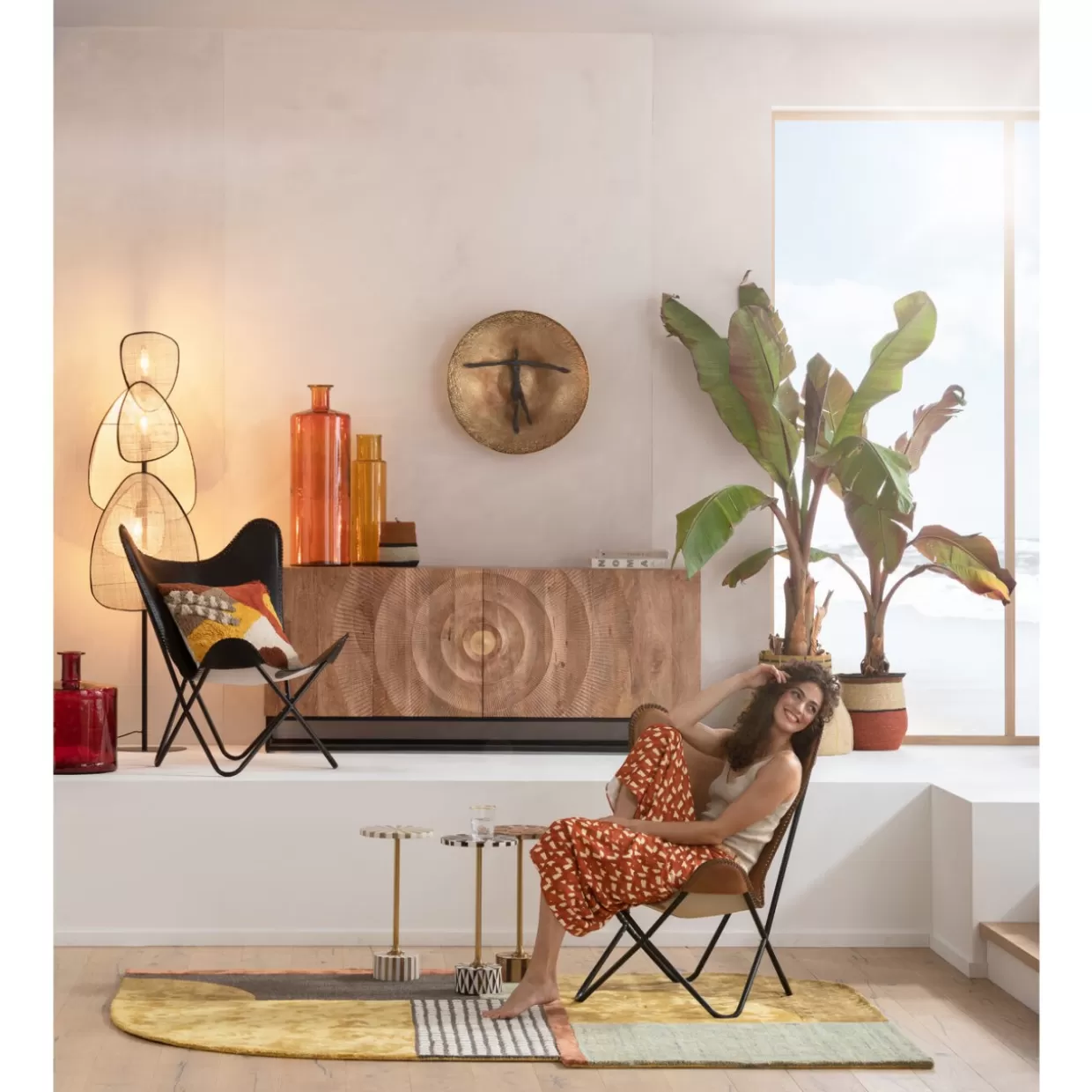 Poltrona design KARE in pelle marrone - Comfort California stile contemporaneo 

（：，