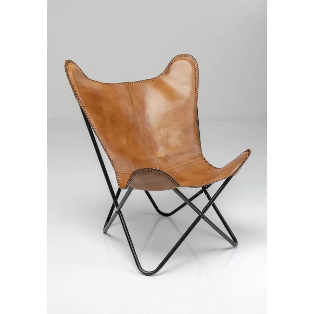 Poltrona design KARE in pelle marrone - Comfort California stile contemporaneo 

（：，