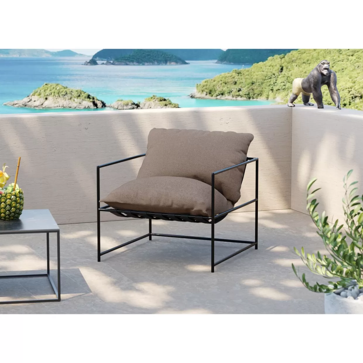 KARE Design Collection - Poltrona Cuby Lounge per Esterni in Grigio Antracite