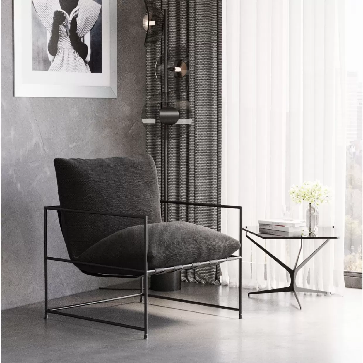 Poltrona moderna Cuby in tessuto grigio - Design contemporaneo KARE
