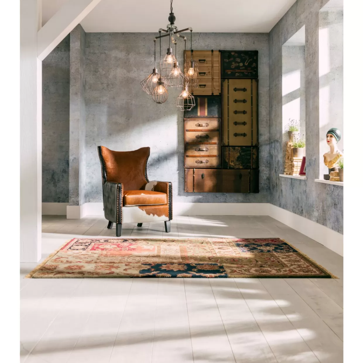 Poltrona Denver Cow Design by KARE - Sedia Comoda con Stile Western e Motivo Bovino per Arredamento Moderno