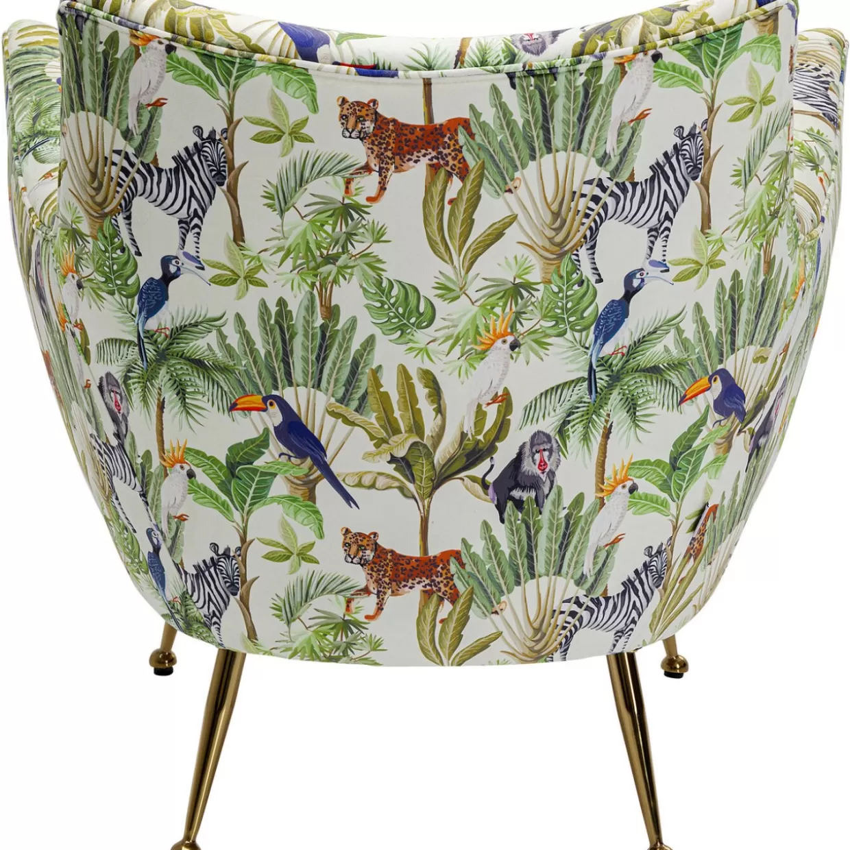 Poltrona Goldfinger Tropical in stile esotico - Design esclusivo KARE con dettagli dorati e motivi botanici per arredi contemporanei