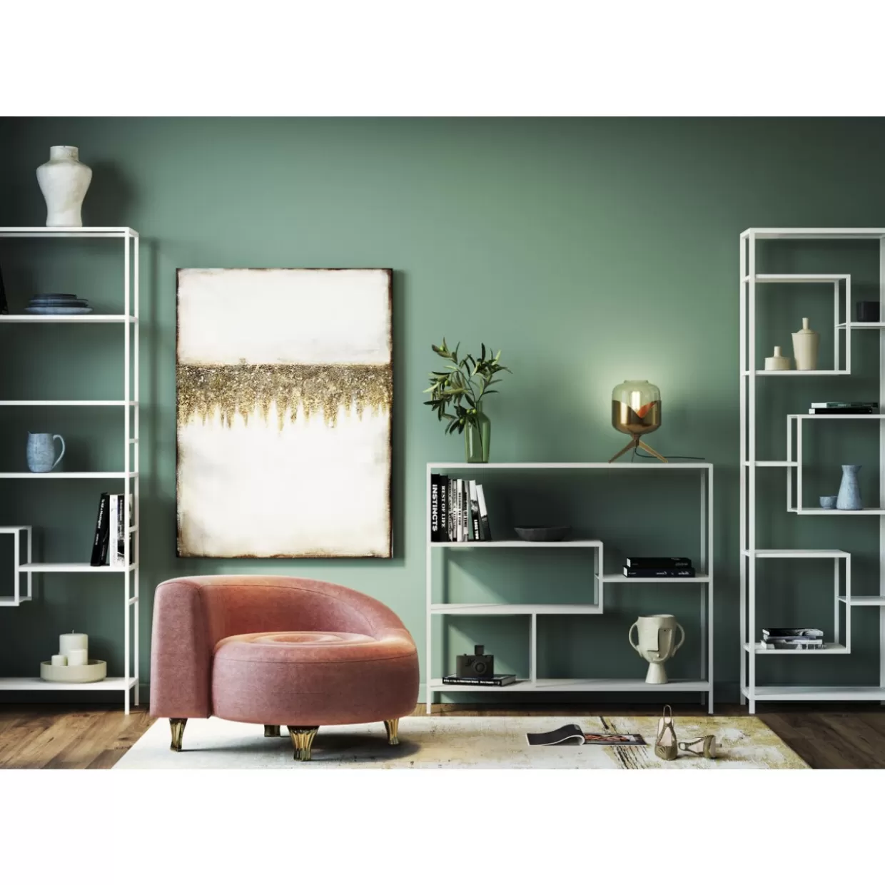 KARE Design Poltrona Elegante in Pelle Serpente con Rifiniture Rosa - Arredo Lounge di Lusso