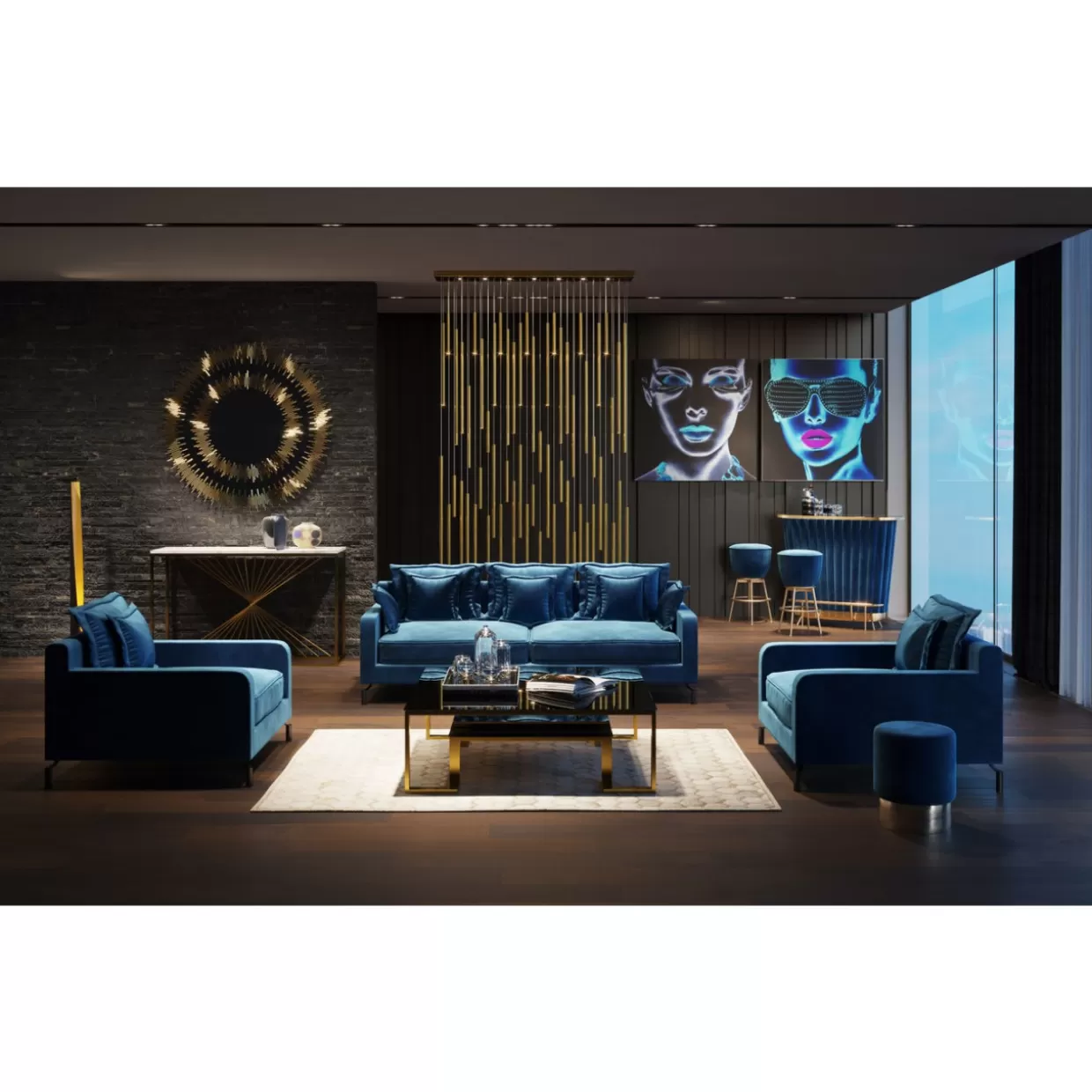 Poltrona Lullaby in Tessuto Petrolio - Design Accogliente KARE per Lounge Moderni