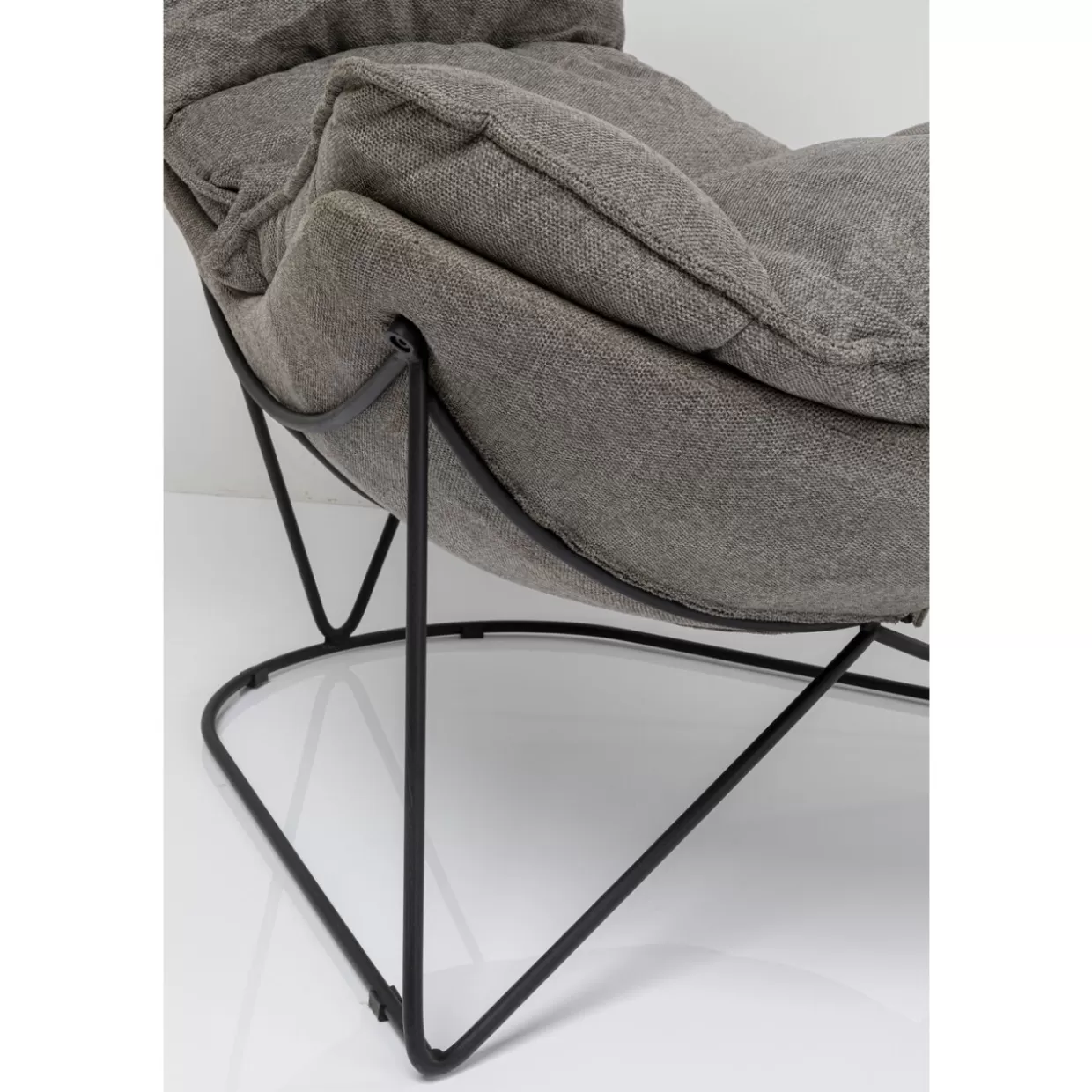 KARE Design Poltrona Relax con Pouf Accogliente - Set 2 Pezzi in Tessuto Grigio Cenere