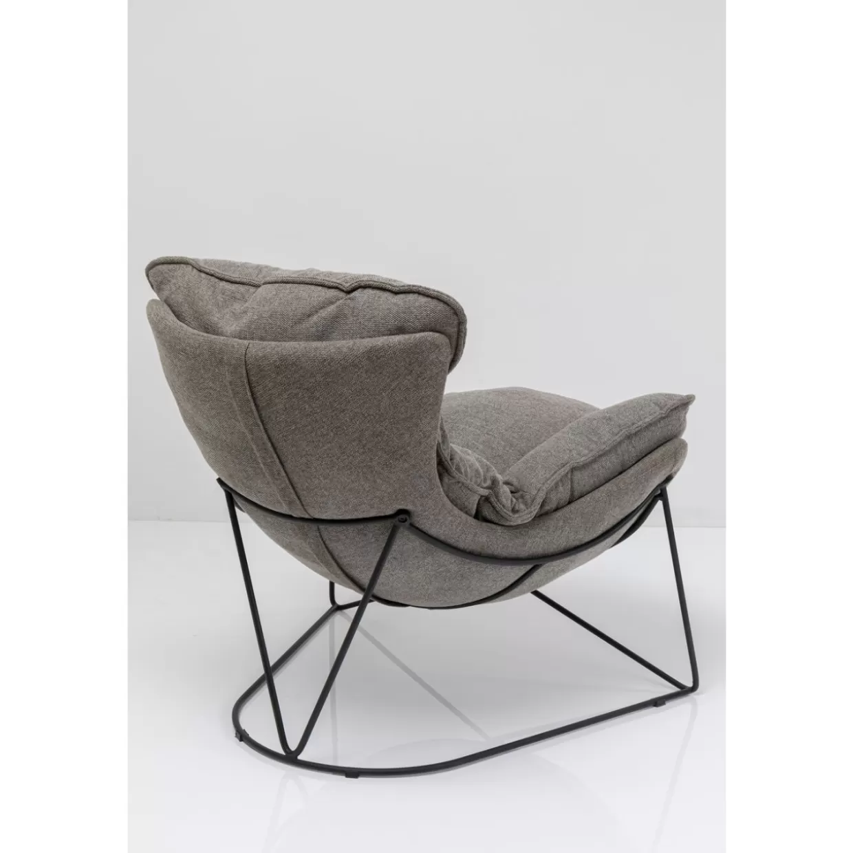 KARE Design Poltrona Relax con Pouf Accogliente - Set 2 Pezzi in Tessuto Grigio Cenere