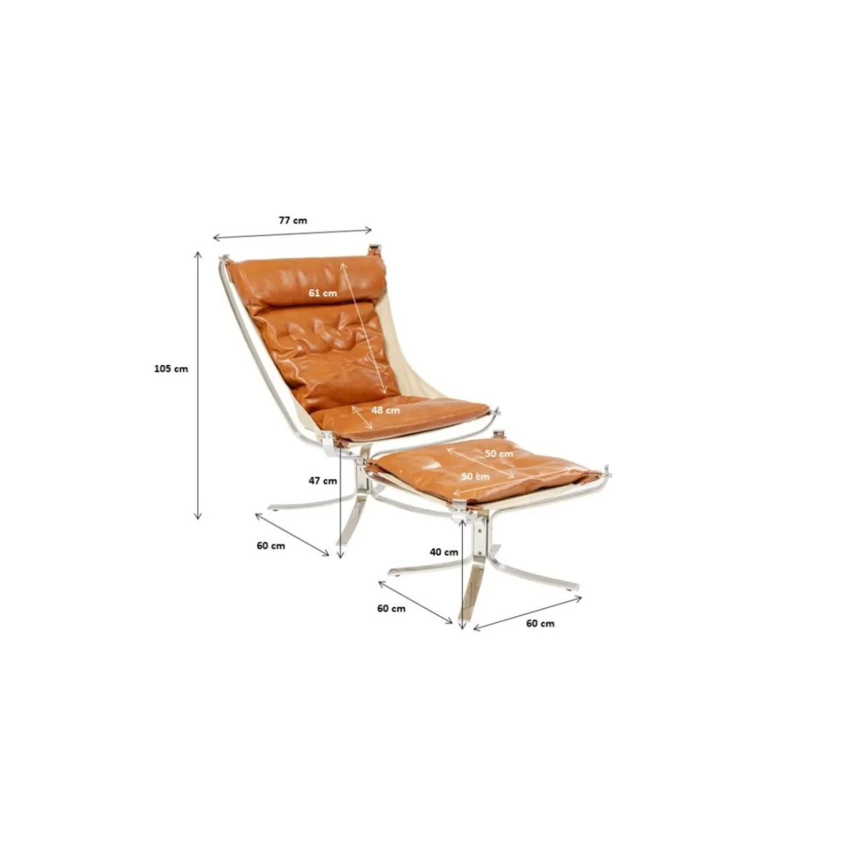 KARE DESIGN Poltrona Confortevole con Pouf Abbinato - Collezione Washington in Tonalità Braun Accogliente