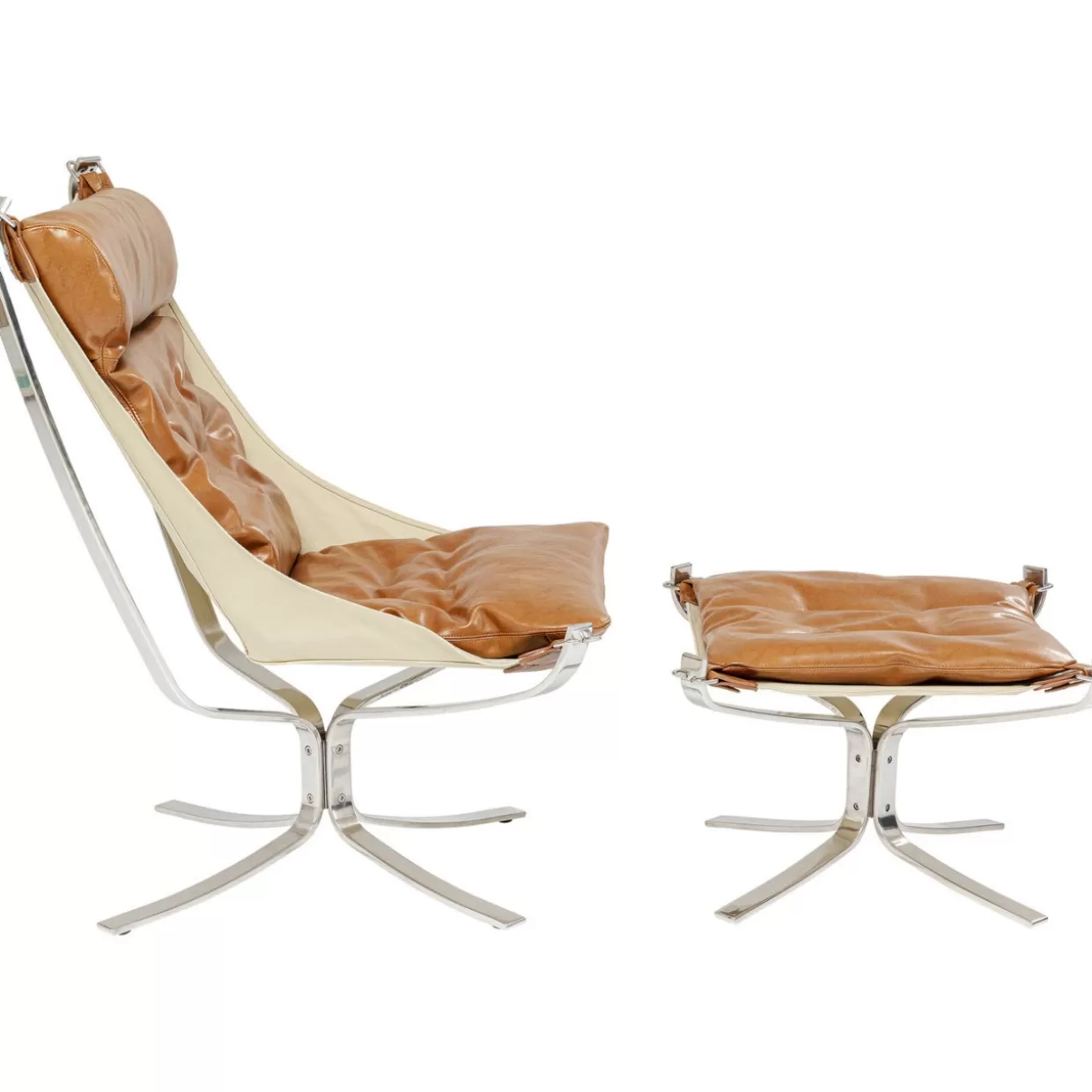 KARE DESIGN Poltrona Confortevole con Pouf Abbinato - Collezione Washington in Tonalità Braun Accogliente
