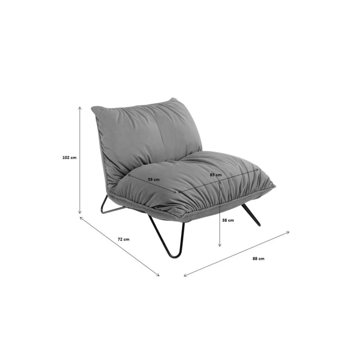 KARE Design Poltrona Porto Pino - Grigio Elegante con Design Moderno