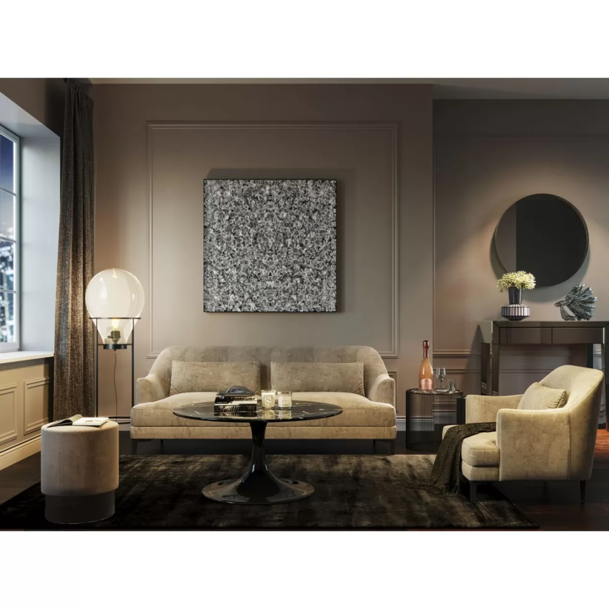 KARE Design - Poltrona Avvolgente Proud in Tessuto Grigio Fumo, Comfort Moderno