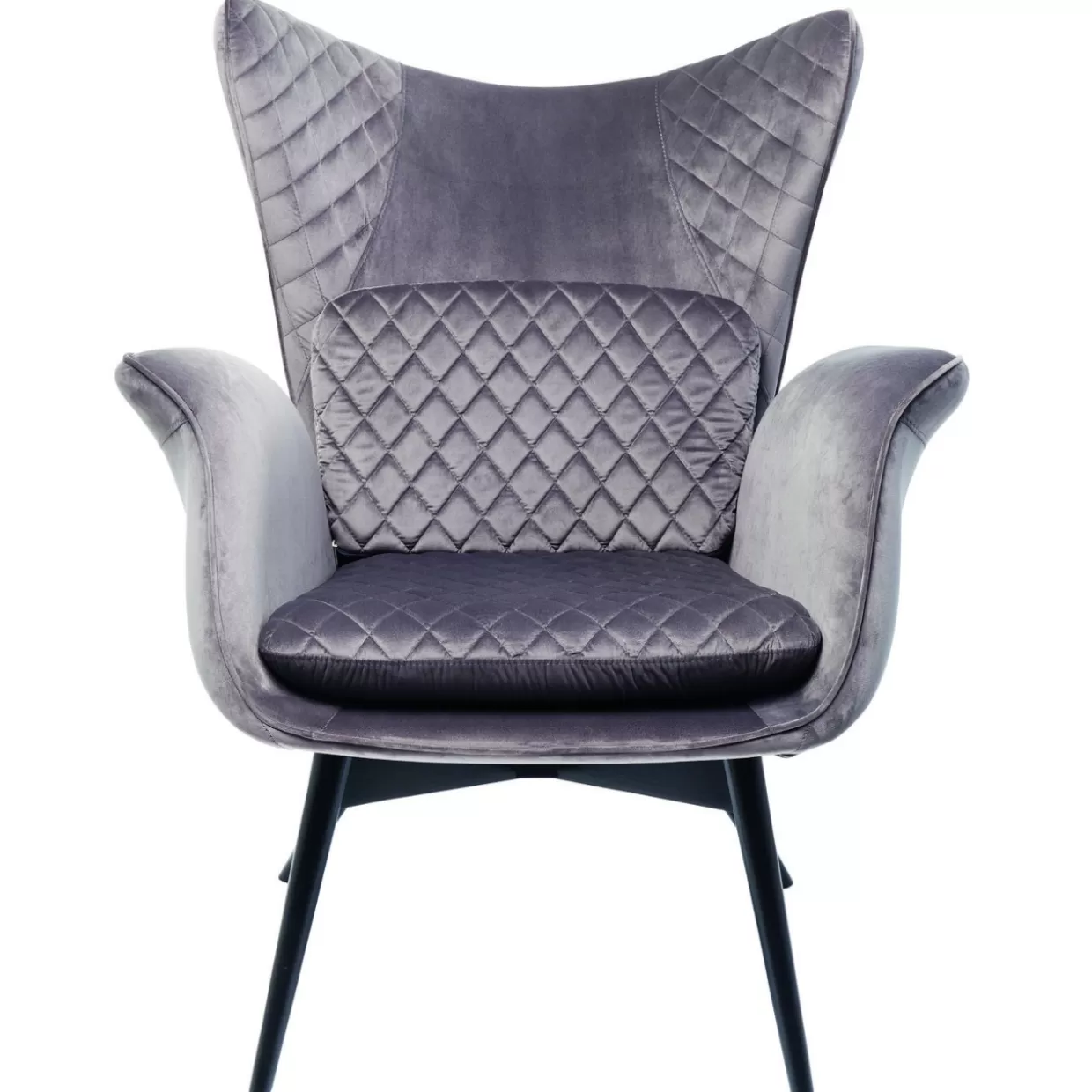 KARE Design Poltrona Tudor in Velluto Grigio Argento - Eleganza Moderna con Design Accogliente