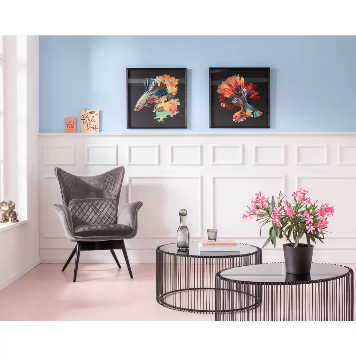 KARE Design Poltrona Tudor in Velluto Grigio Argento - Eleganza Moderna con Design Accogliente