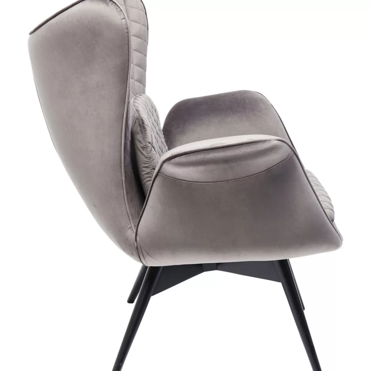 KARE Design Poltrona Tudor in Velluto Grigio Argento - Eleganza Moderna con Design Accogliente