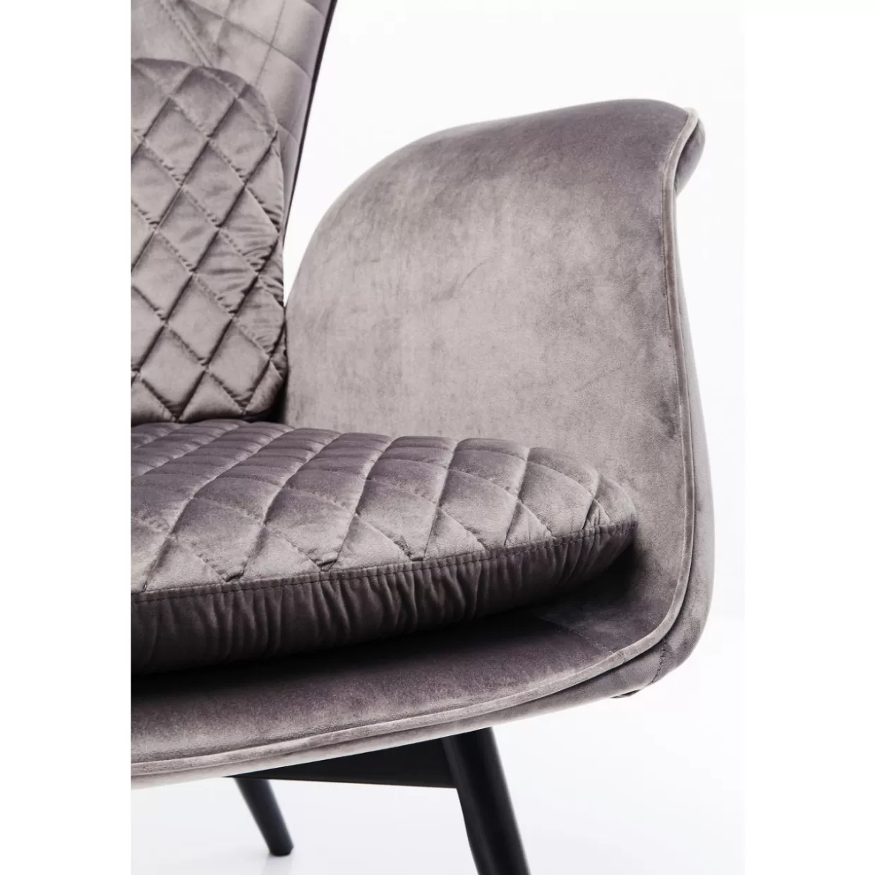KARE Design Poltrona Tudor in Velluto Grigio Argento - Eleganza Moderna con Design Accogliente
