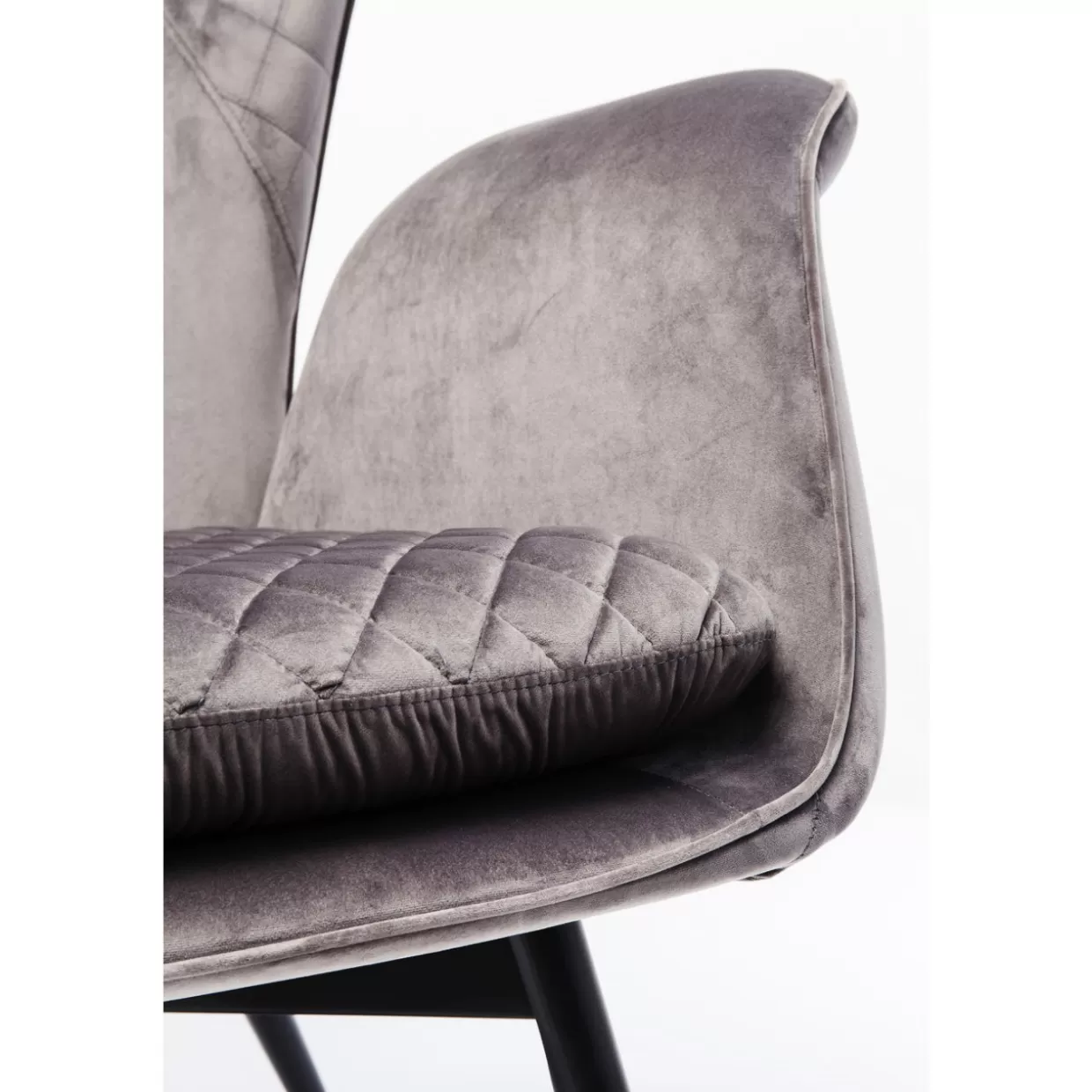 KARE Design Poltrona Tudor in Velluto Grigio Argento - Eleganza Moderna con Design Accogliente