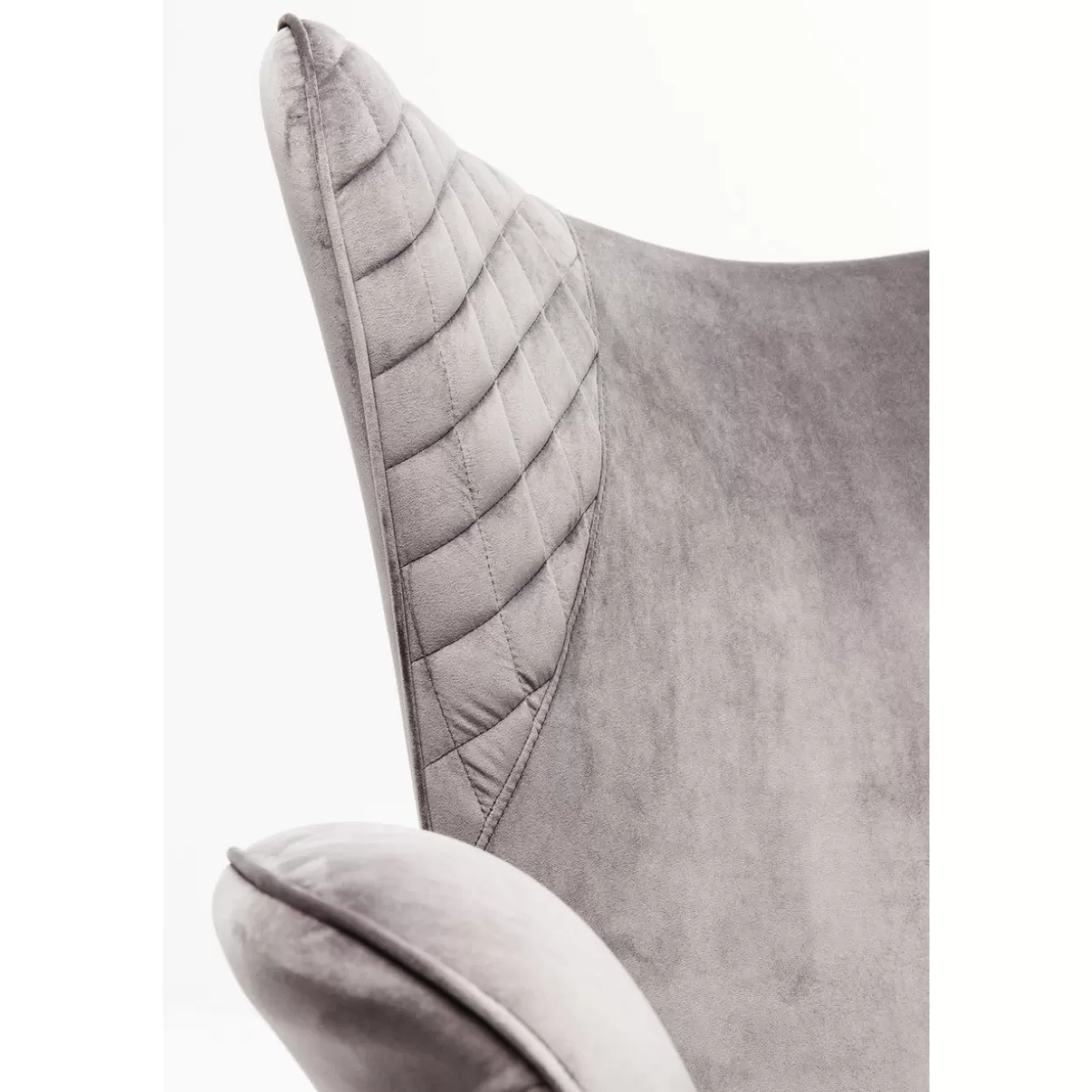 KARE Design Poltrona Tudor in Velluto Grigio Argento - Eleganza Moderna con Design Accogliente