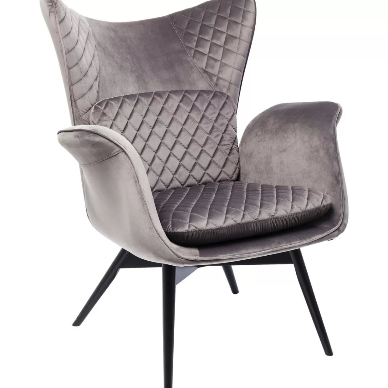 KARE Design Poltrona Tudor in Velluto Grigio Argento - Eleganza Moderna con Design Accogliente