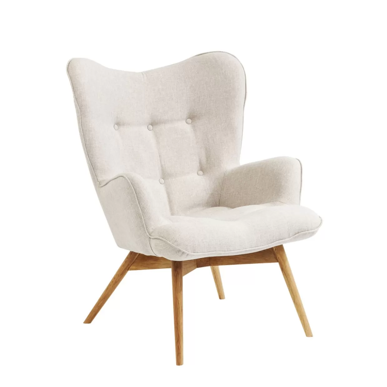 Poltrona Vicky Design Accogliente - Rivestimento in Lino Ecru  
Ideale per il soggiorno moderno | Struttura Leggero con Braccioli Avvolgenti  
KARE Collezione 2024 - Tonalità Naturale con Dettagli Artigianali
