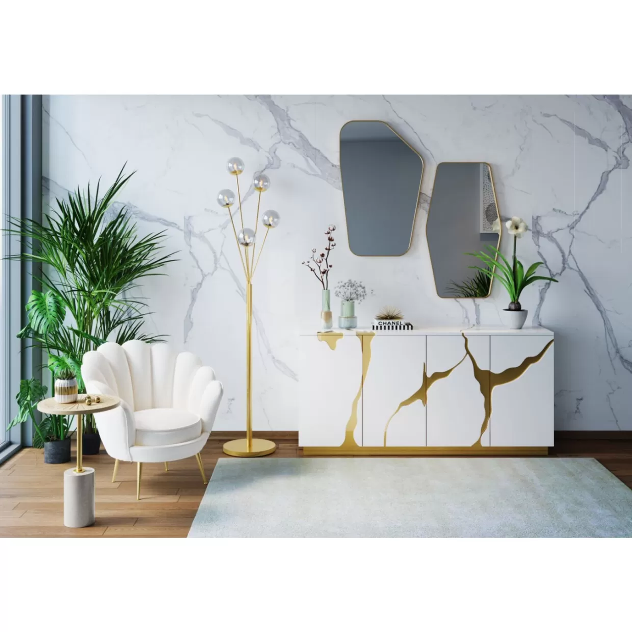 Poltrona KARE Design Elegante - Water Lily in Tonalità Loto Beige per Arredamento Moderno