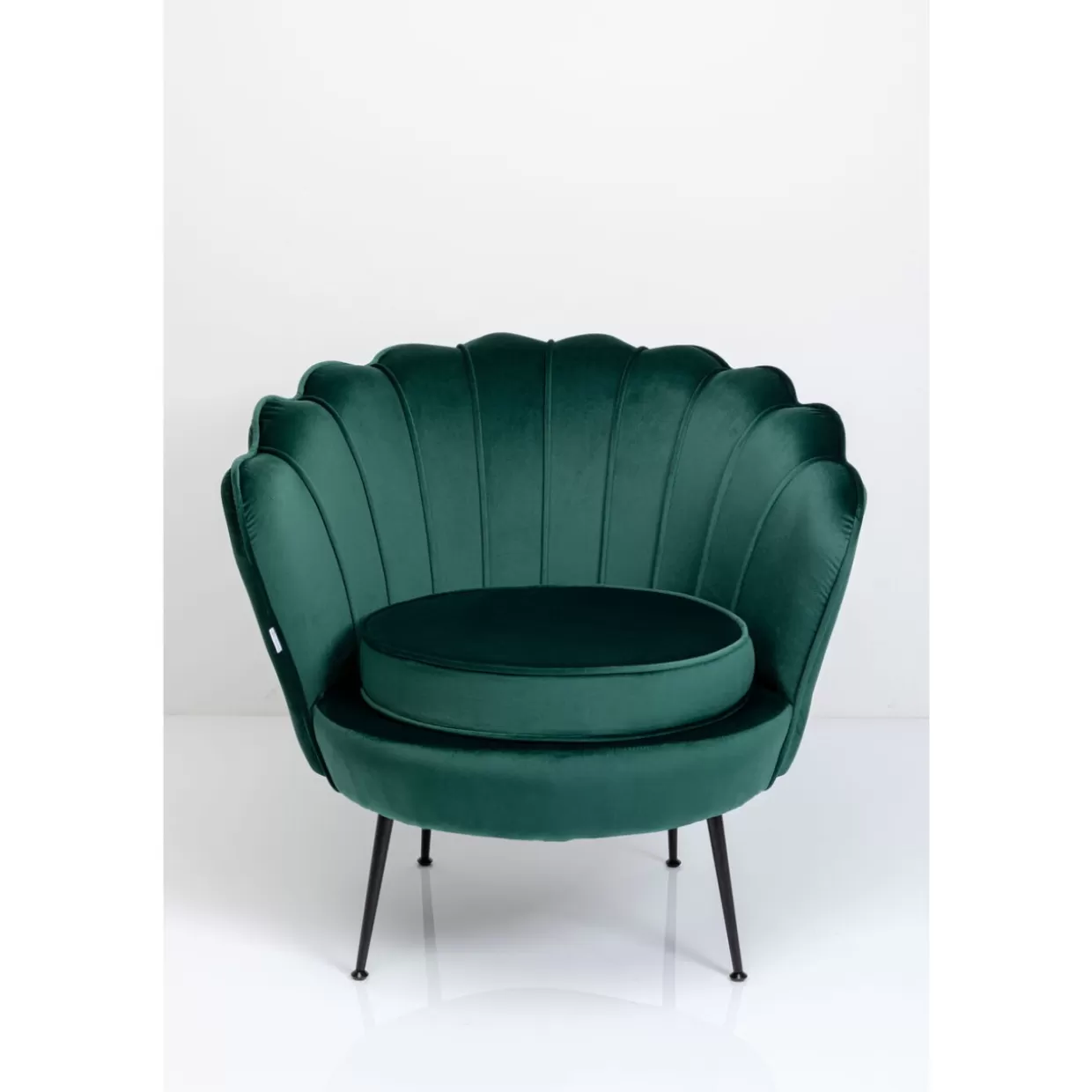KARE Design Poltrona Ninfea - Elegante Sedia Relax in Tessuto Nero e Verde Scuro con Design Moderno e Confortevole per Soggiorno