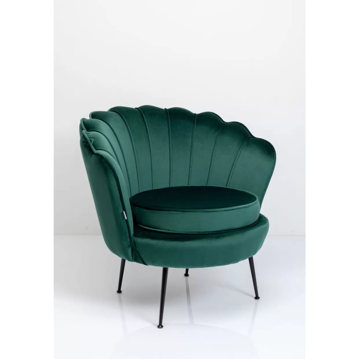 KARE Design Poltrona Ninfea - Elegante Sedia Relax in Tessuto Nero e Verde Scuro con Design Moderno e Confortevole per Soggiorno