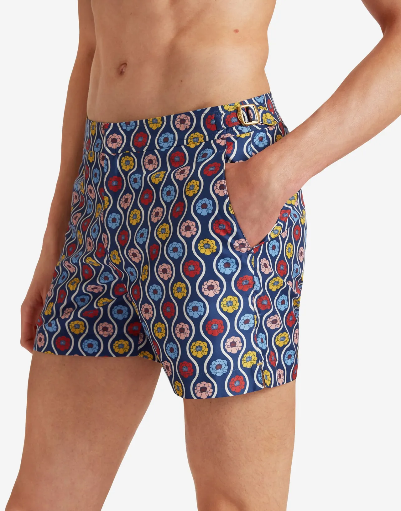 Costumi da Bagno Corti Setter La DoubleJ - Blu Whitsun Mini in Poliestere Riciclato, Stile Vibrante con Tasche Laterali, Modello Sostenibile per Estate 2024