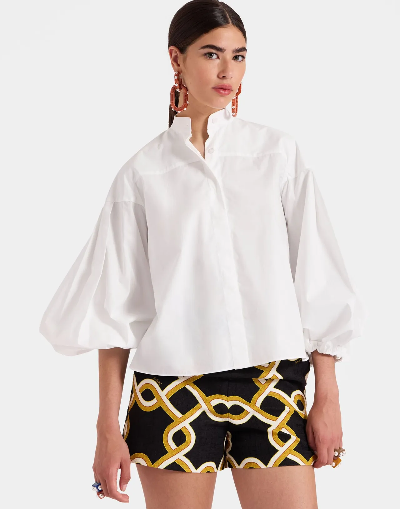Camicia Elegante La DoubleJ - Bianco Uniso in Popeline di Cotone con Stampa Esclusiva