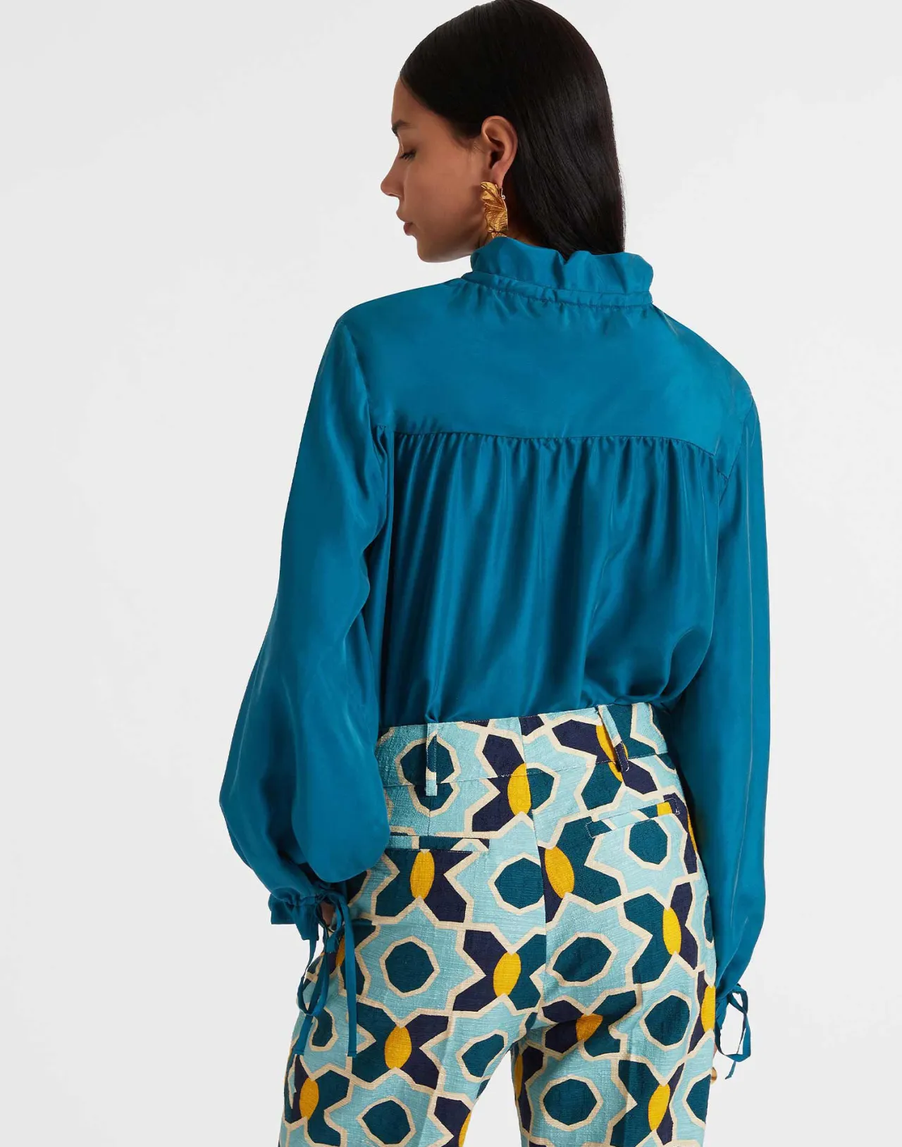 Promozione: Camicia Elegante La DoubleJ in Seta Lavata - Blu Petrolio Accattivante