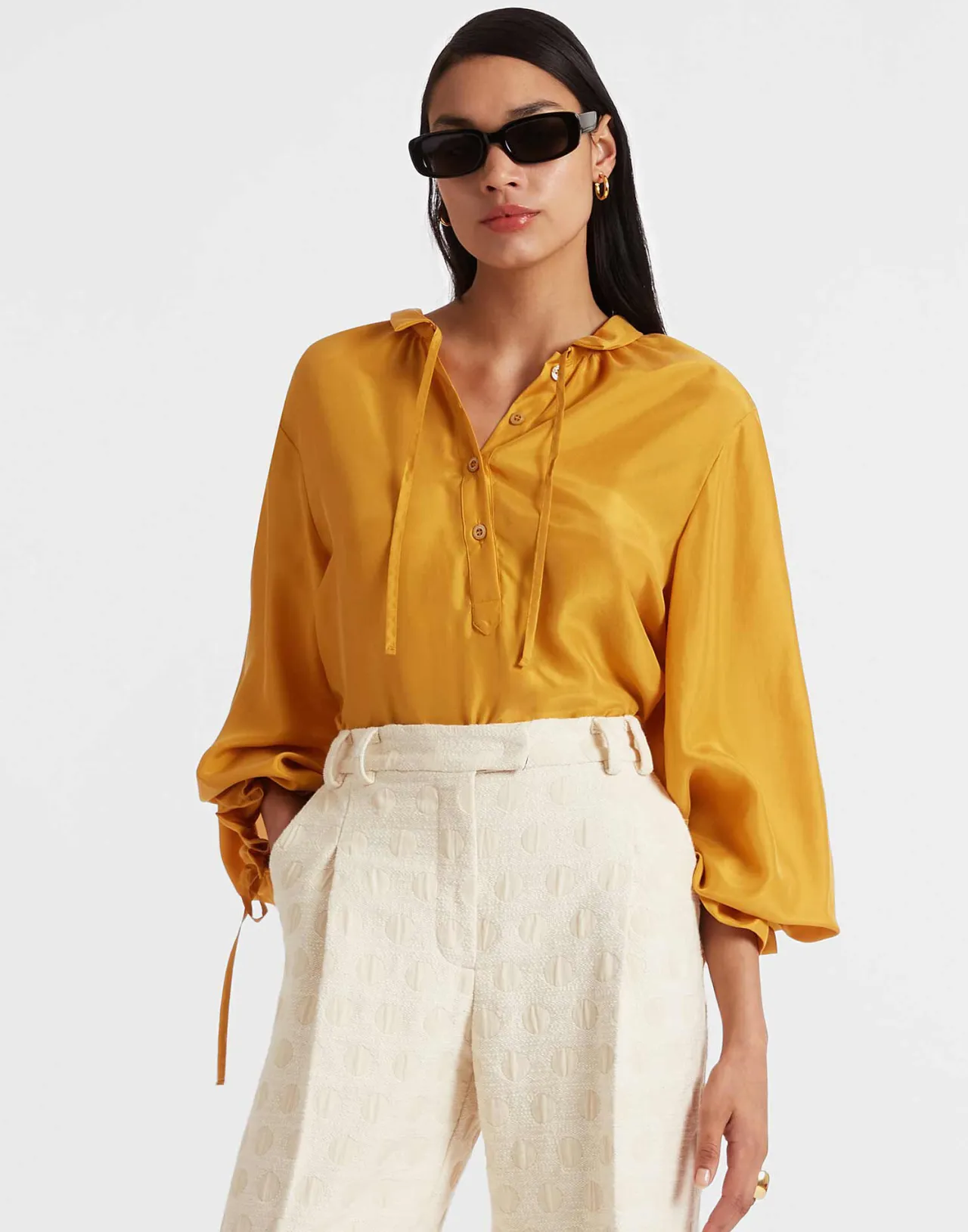 Camicia La DoubleJ in Seta Sfumata con Ricami Dorati SassySolid