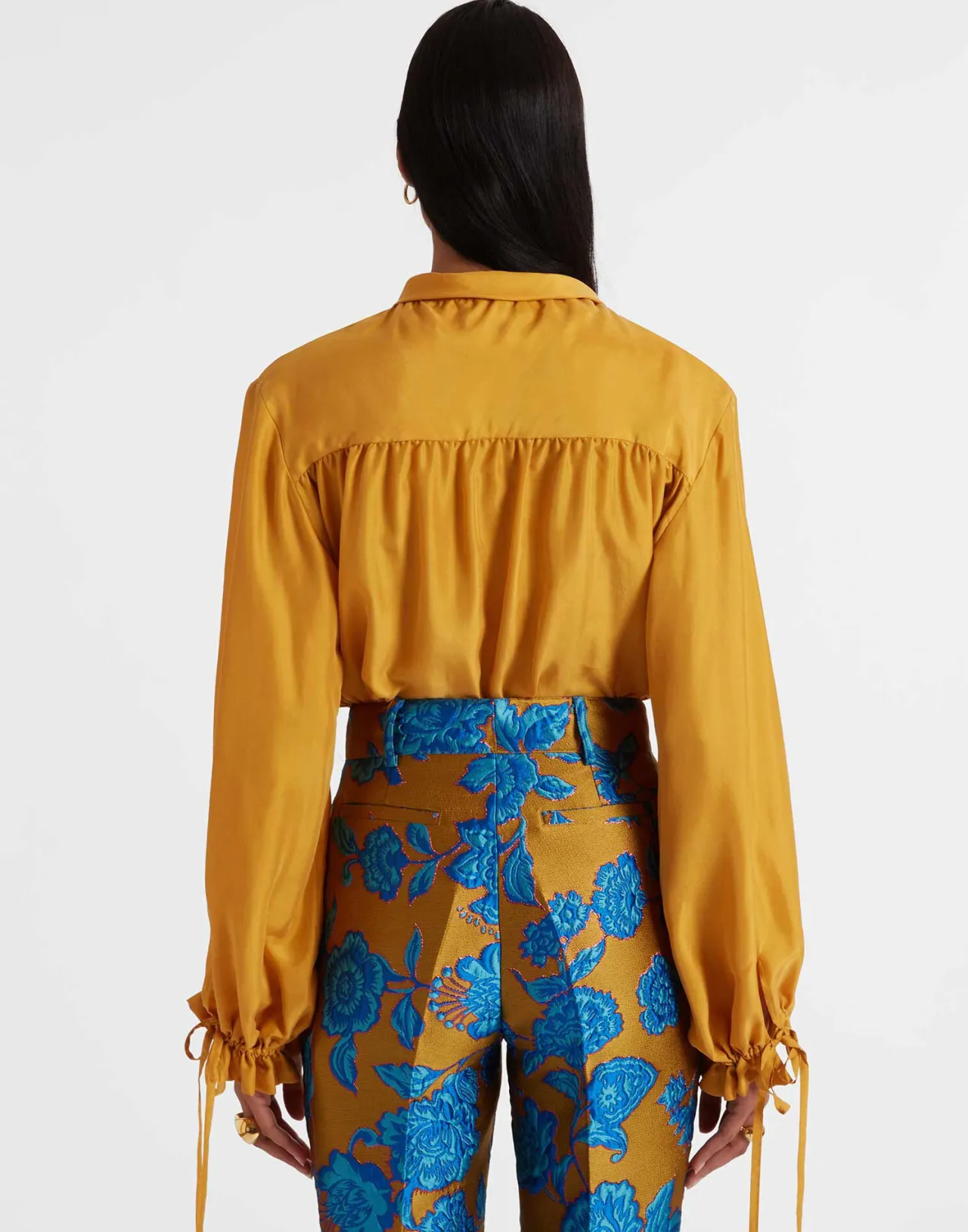 Camicia La DoubleJ in Seta Sfumata con Ricami Dorati SassySolid