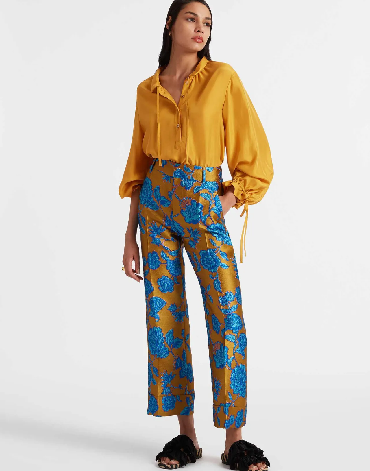 Camicia La DoubleJ in Seta Sfumata con Ricami Dorati SassySolid