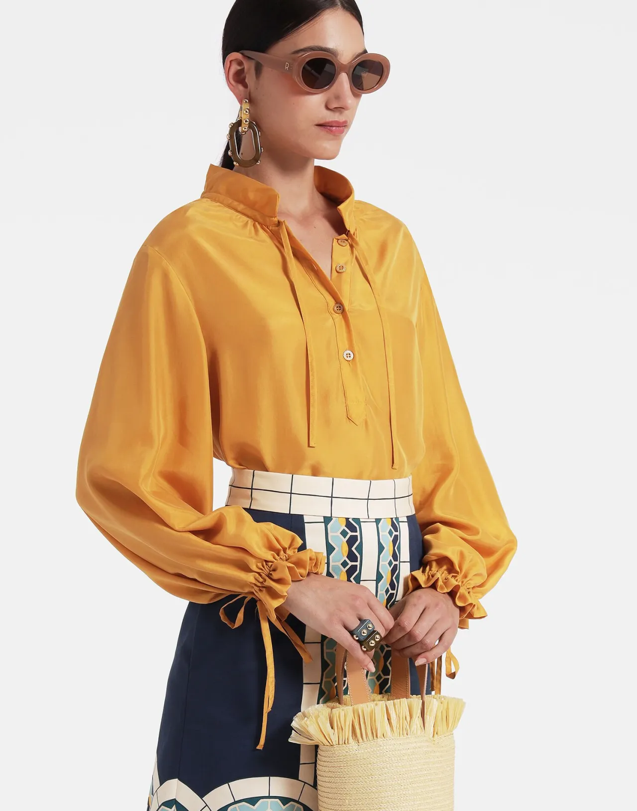 Camicia La DoubleJ in Seta Sfumata con Ricami Dorati SassySolid