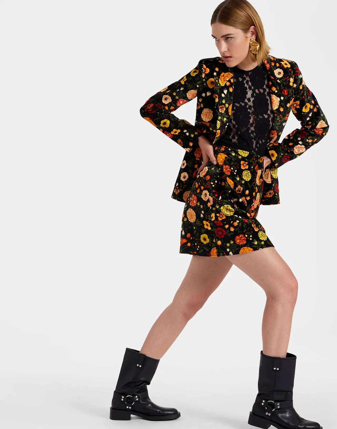 Mini gonna in velluto cotone nero Botticelli - La DoubleJ collezione autunno