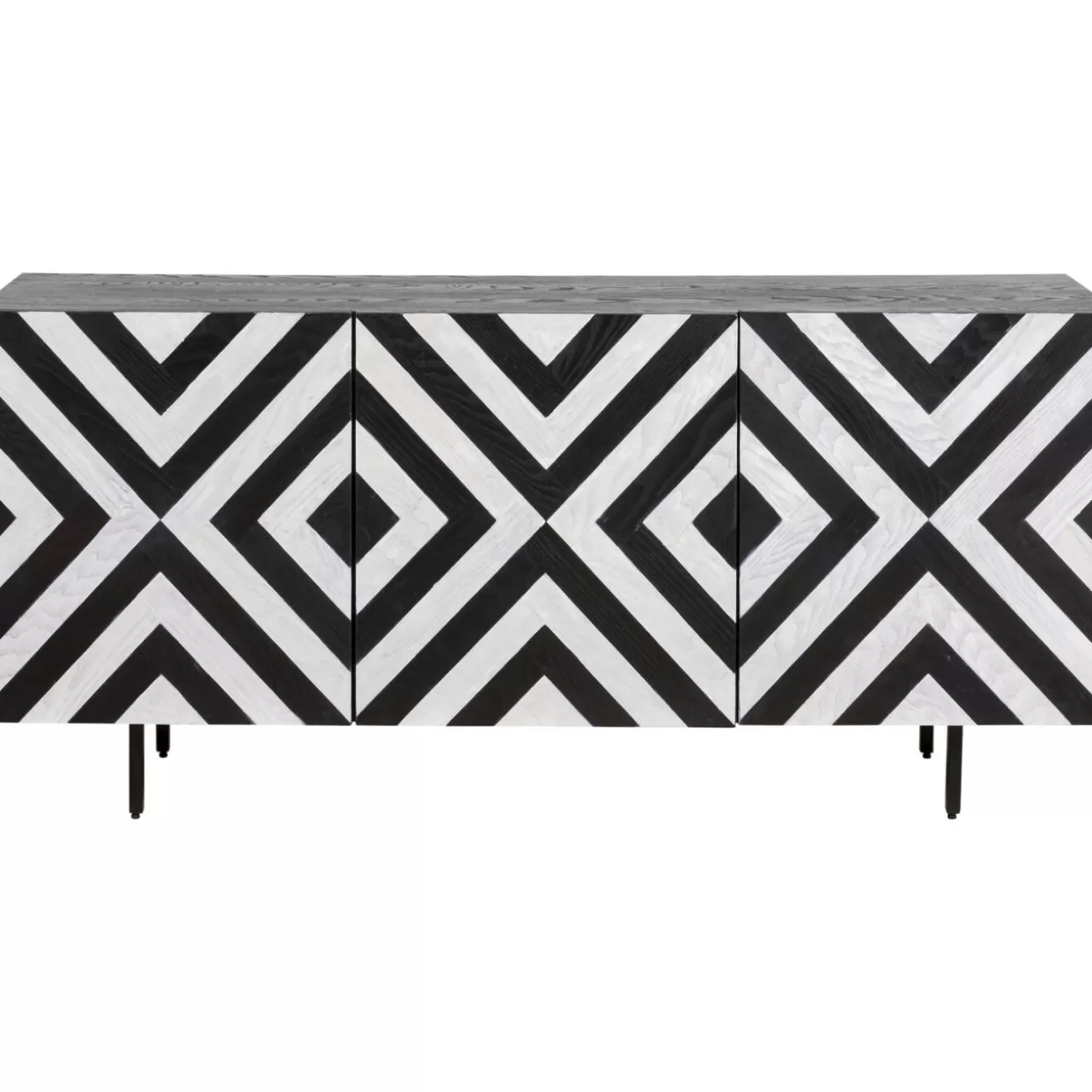 Credenza Moderna Stile Polare KARE Design - Mobile Contenitore 160x75 cm con Ante Lucide e Gambe Metalliche, Soluzione Elegante per Soggiorno o Ingresso