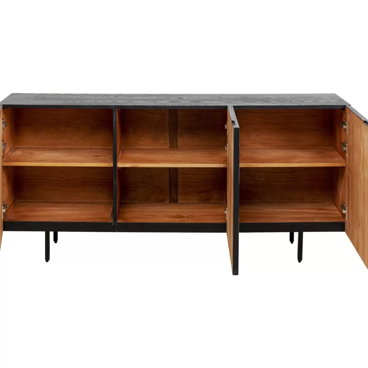 Credenza Moderna Stile Polare KARE Design - Mobile Contenitore 160x75 cm con Ante Lucide e Gambe Metalliche, Soluzione Elegante per Soggiorno o Ingresso