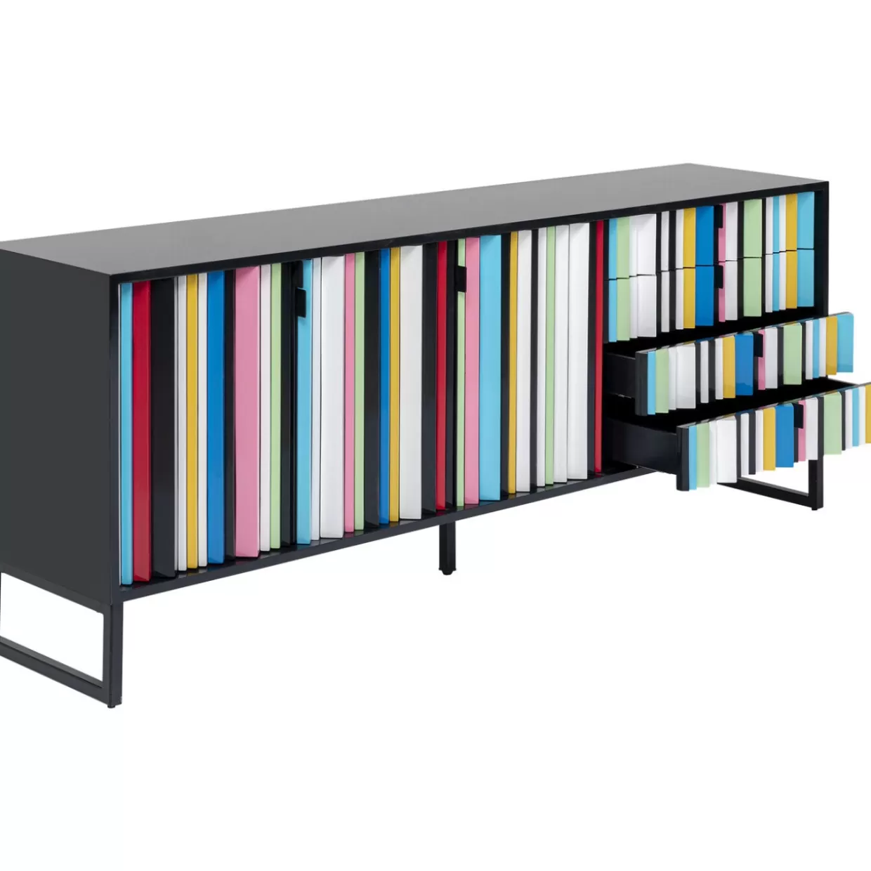 Credenza Concertina Moderna KARE Design · Mobile soggiorno colorato con struttura in legno (186x74 cm) · Soluzioni di arredamento funzionale per spazi vivaci