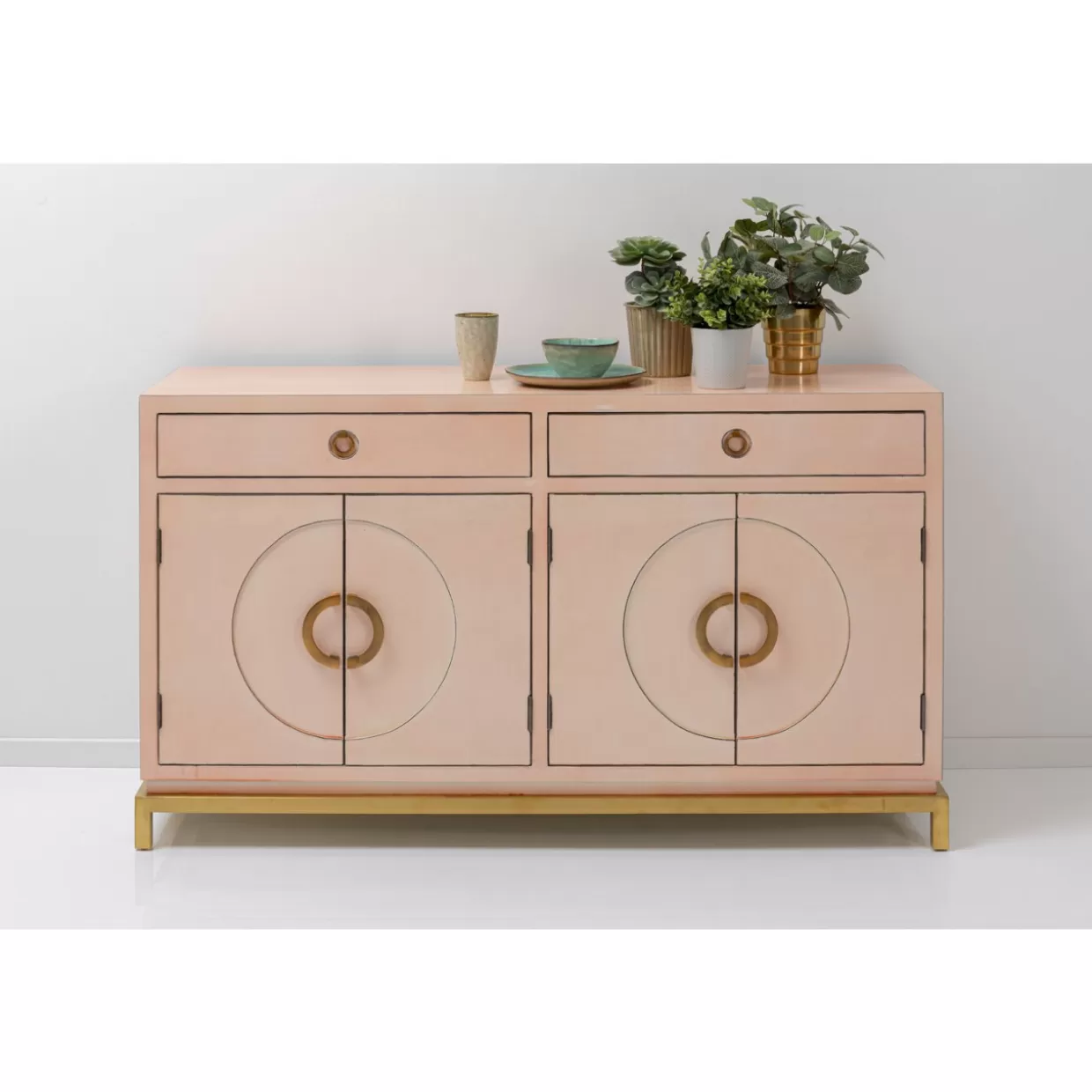 Credenza Disco Rosa con Design Funzionale - Mobile Soggiorno Moderno KARE | Ampio Cassettiera e Soluzioni di Archiviazione Creativa