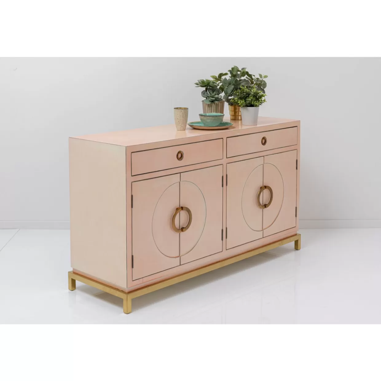 Credenza Disco Rosa con Design Funzionale - Mobile Soggiorno Moderno KARE | Ampio Cassettiera e Soluzioni di Archiviazione Creativa