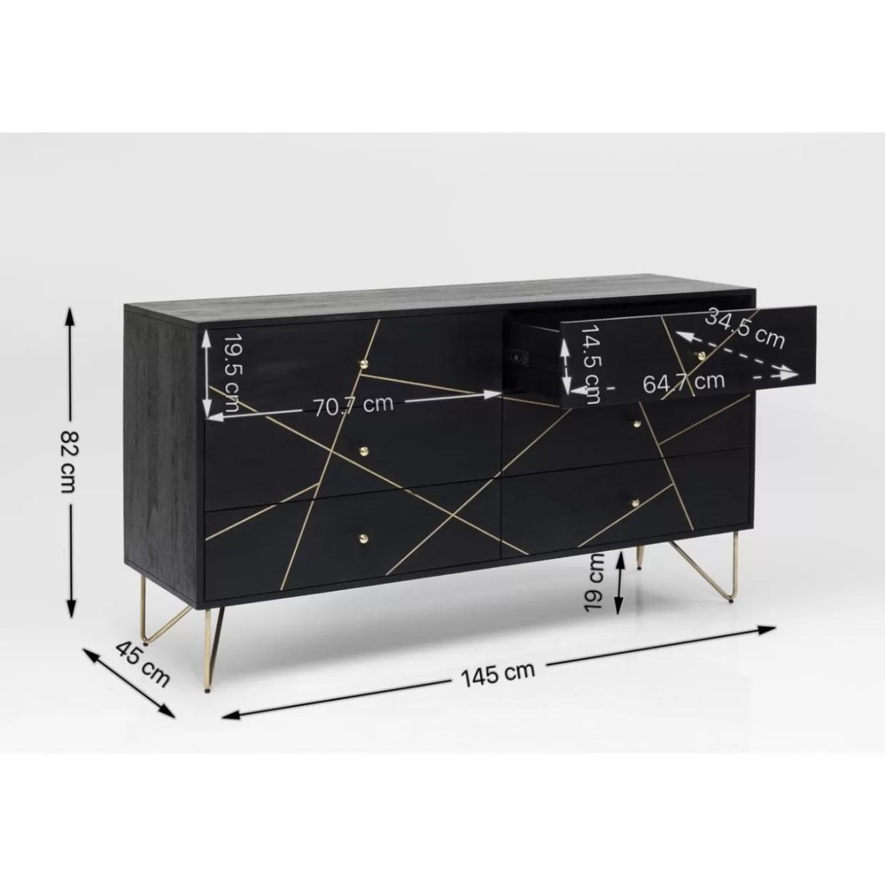 Credenza Decorativa KARE Design - Comò con Effetto Marmo con Venature Dorate · Mobili Eleganti per Soggiorno Moderno