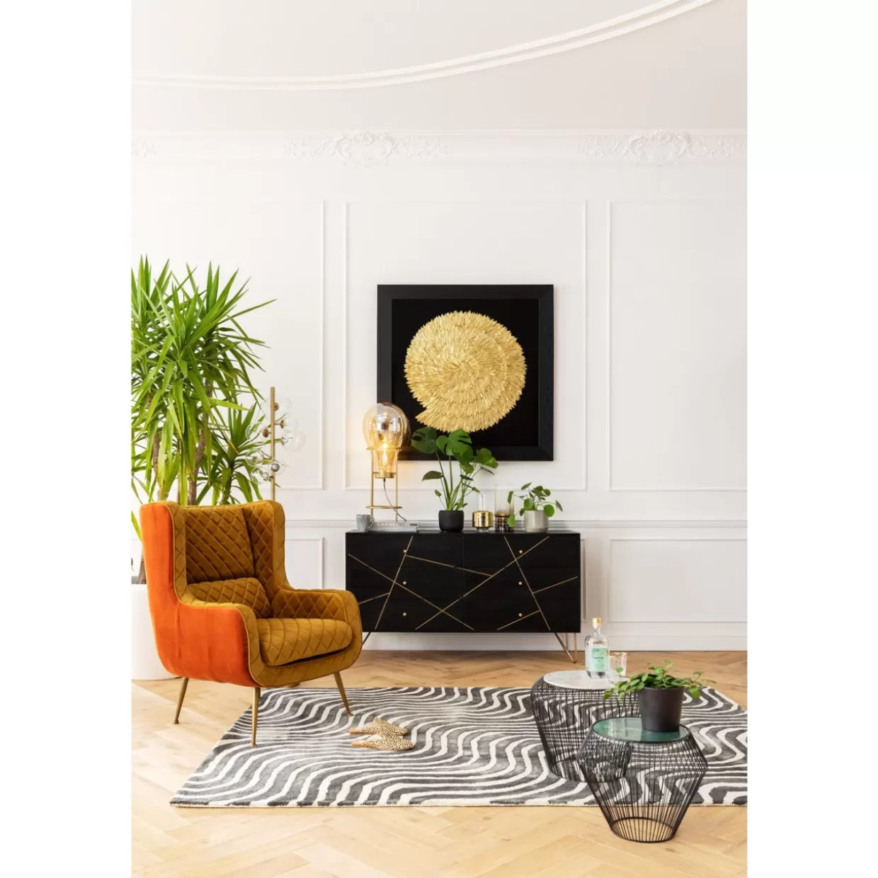 Credenza Decorativa KARE Design - Comò con Effetto Marmo con Venature Dorate · Mobili Eleganti per Soggiorno Moderno