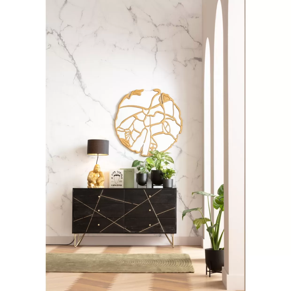 Credenza Decorativa KARE Design - Comò con Effetto Marmo con Venature Dorate · Mobili Eleganti per Soggiorno Moderno