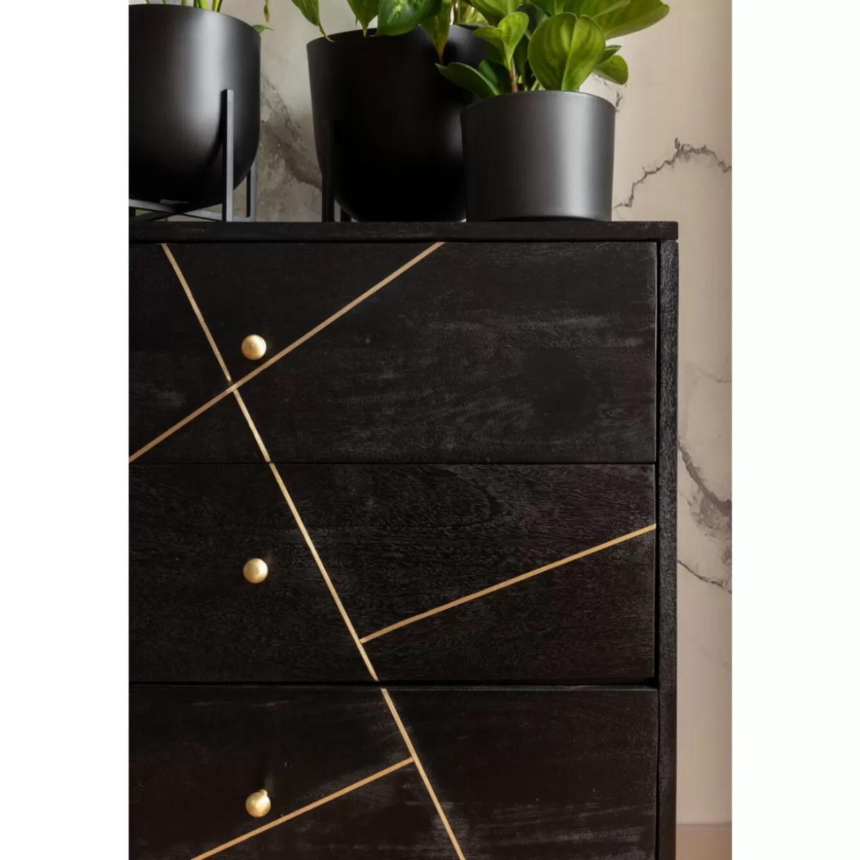 Credenza Decorativa KARE Design - Comò con Effetto Marmo con Venature Dorate · Mobili Eleganti per Soggiorno Moderno