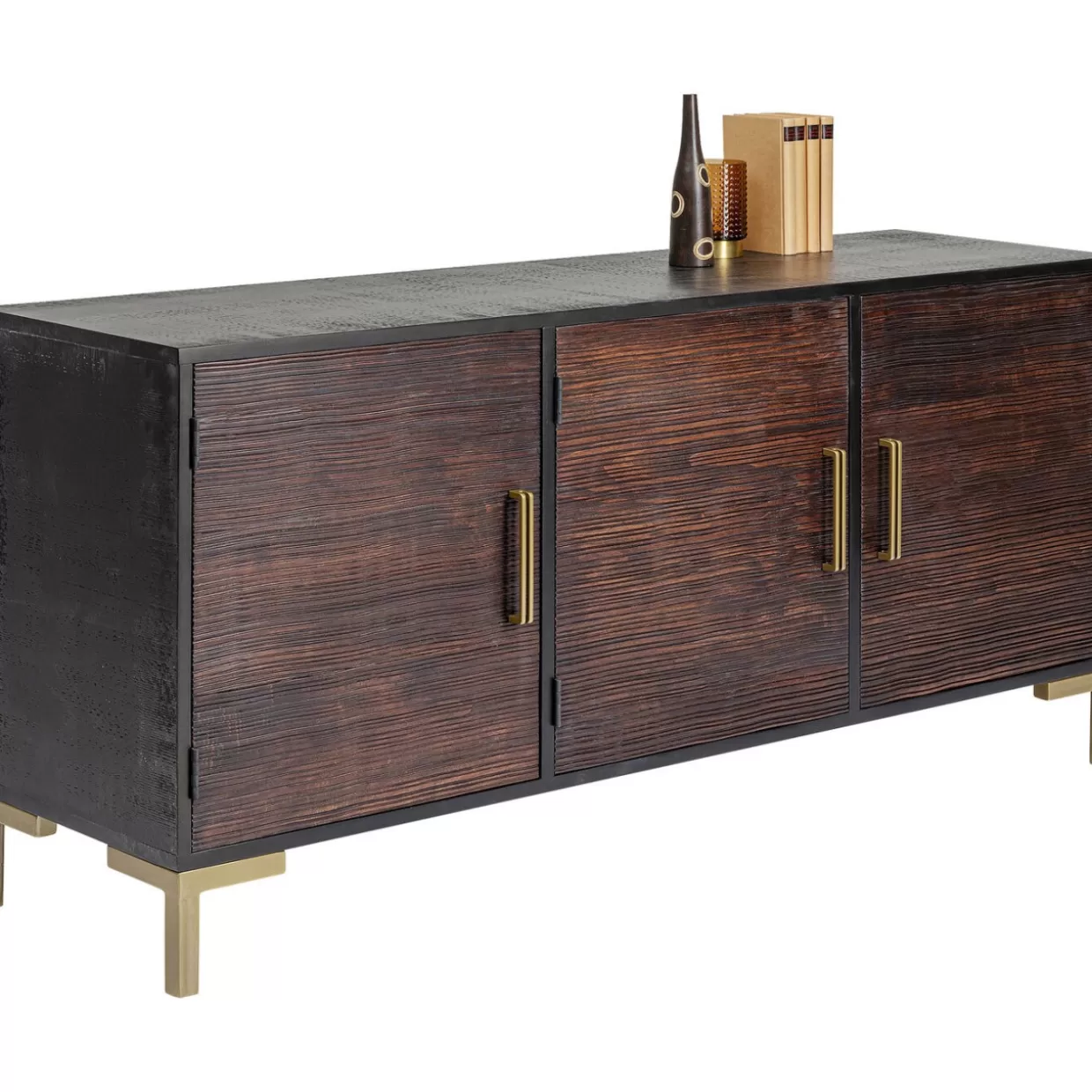 Credenza Moderna Olbia in Tonalità Scura KARE Design - Mobile Soggiorno 160x77 cm con Finiture Eleganti e Struttura Durevole