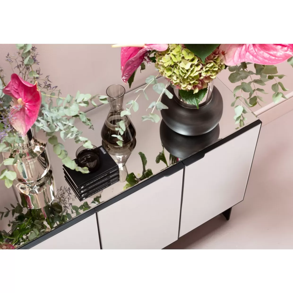 Credenza Moderna Soran Nero KARE Design - Comò Elegante con 2 Ante, Design Minimalista per Soggiorno o Ingresso (160x45 cm)